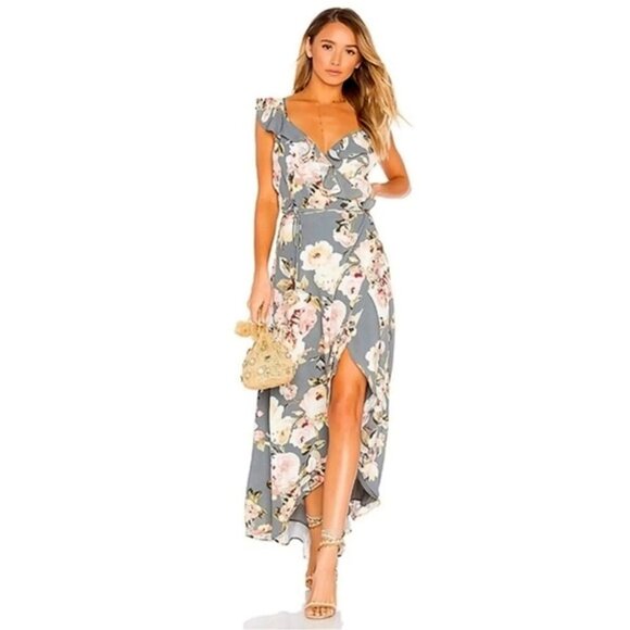 Privacy Please Dresses & Skirts - NWT REVOLVE x PRIVACY PLEASE Fillmore Grey Pink Sleeveless Wrap Maxi Sun Dress S